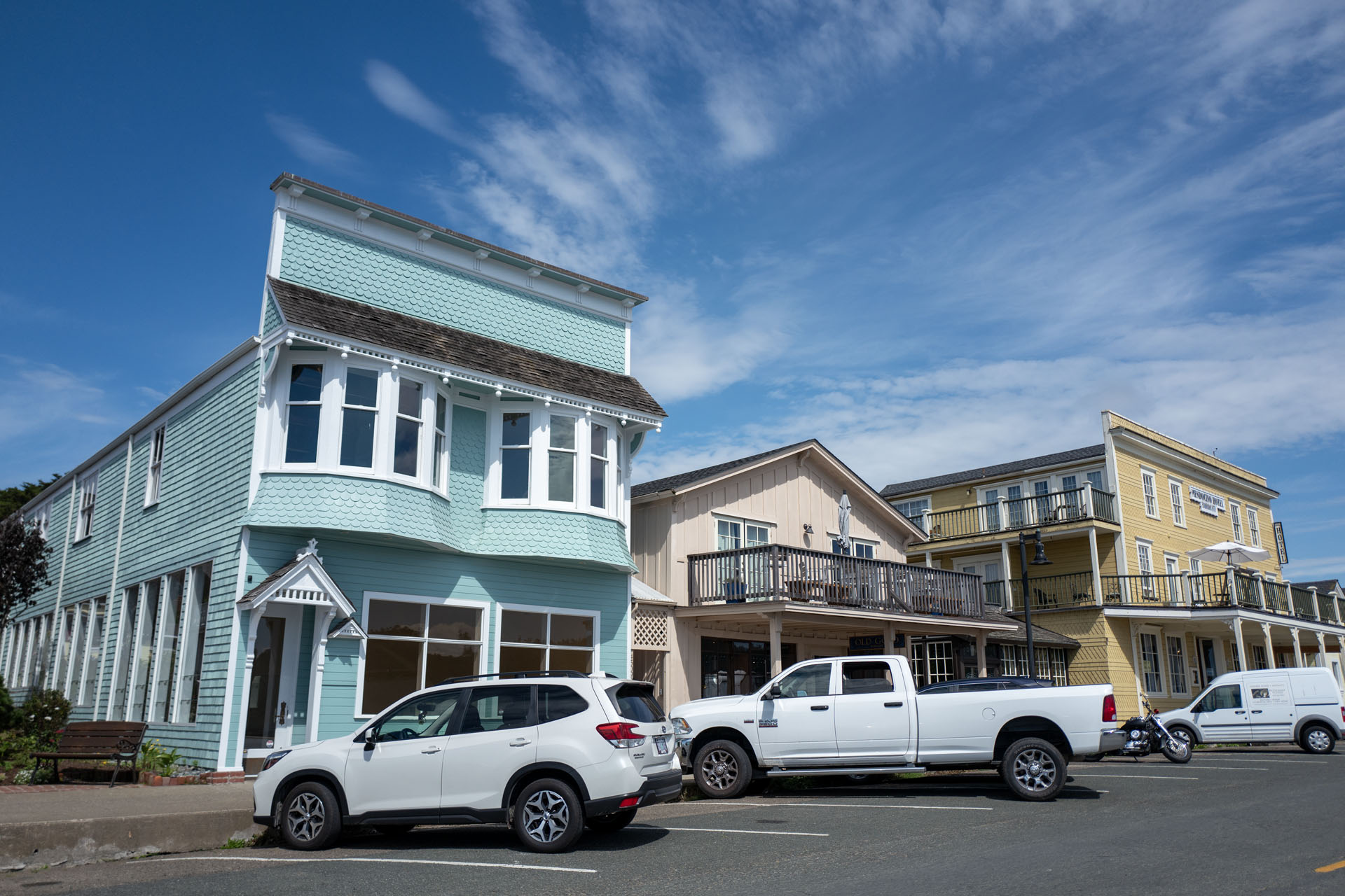 Häuserzeile in Mendocino